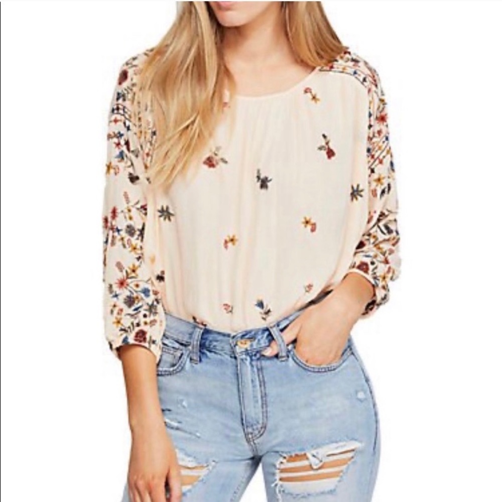 NWT Free People Rose Petal Top Blouse - Sz L